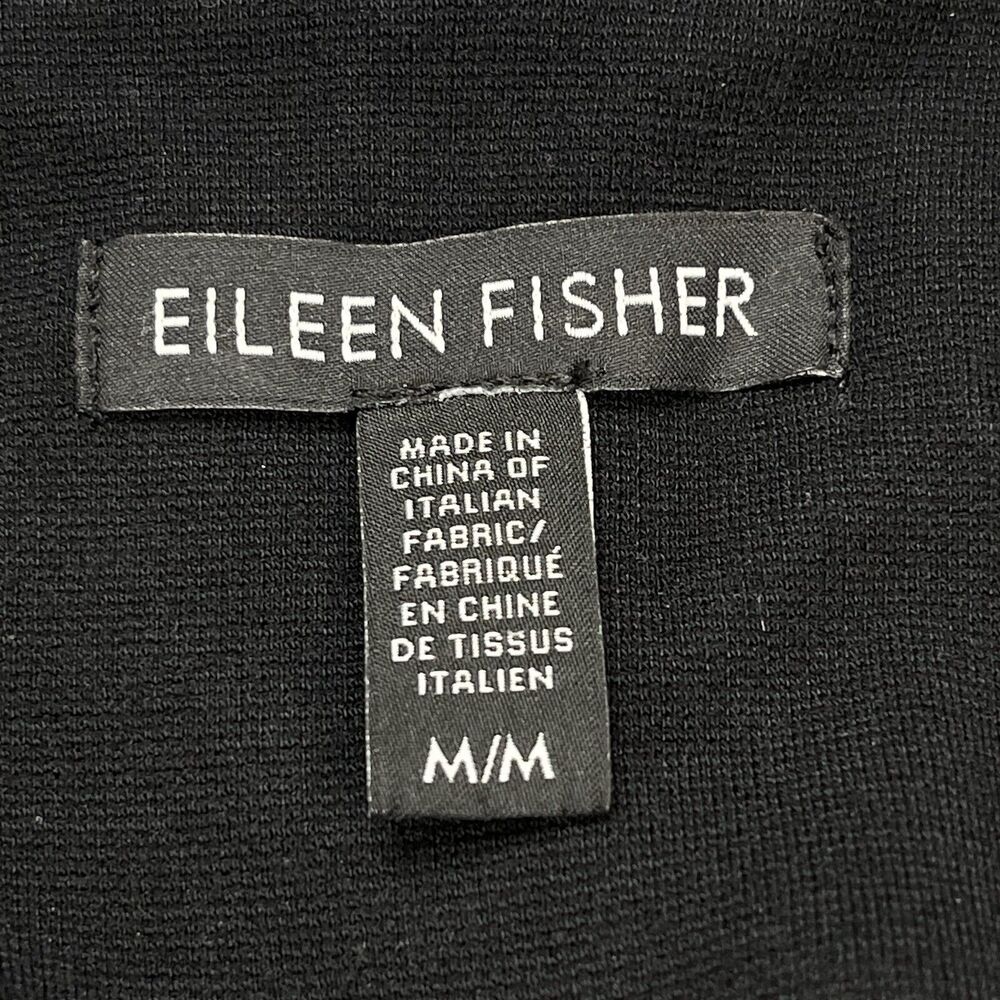 Eileen Fisher Jacket Womens Medium Stretch Viscose Ponte Leather Trim Black - Picture 6 of 10